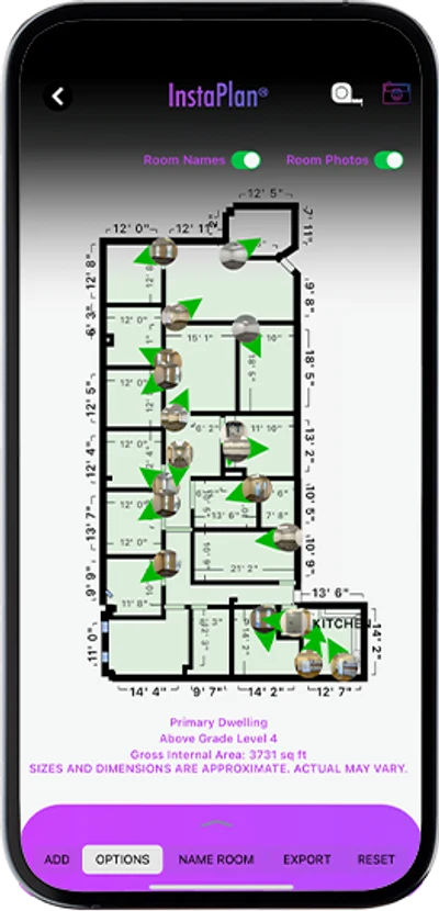 Floor plan shown in the InstaPlan app